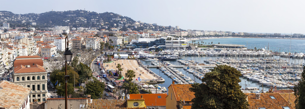 CANNES, FRANCE. The top view on the city and harbor