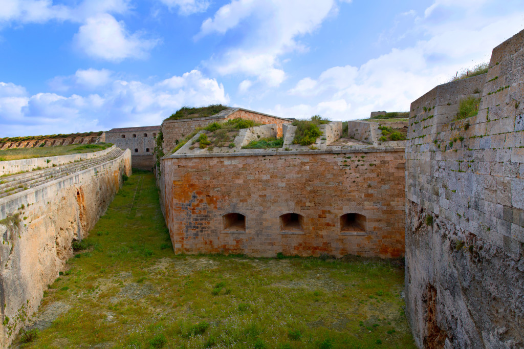 Menorca La Mola Castle fortress wall in Mahon at Balearic islands