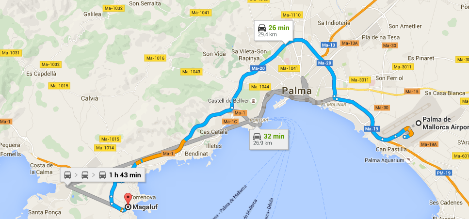 Palma de Mallorca Airport to Magaluf