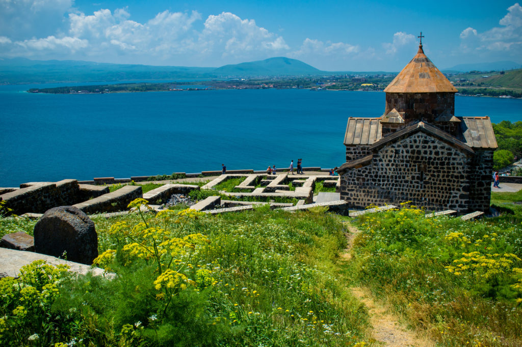 Territory Sevanavank monastery on Sevan lake, Armenia