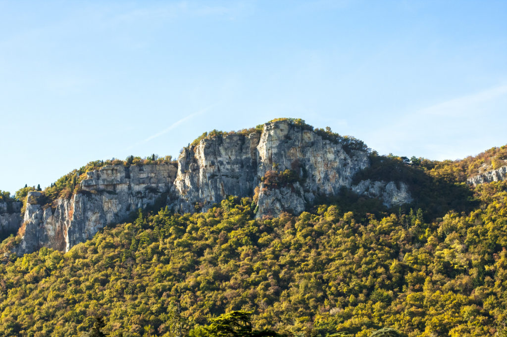 Mountain rock and forest in Affi, Verona, Italy