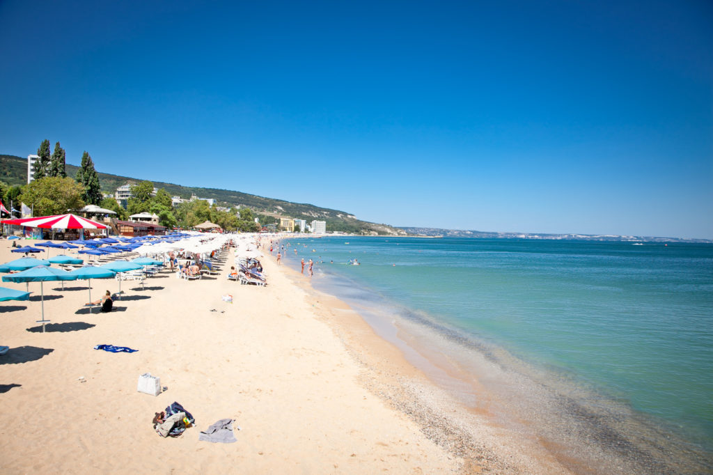 Panoramic view on Varna beach  in Bulgaria.
