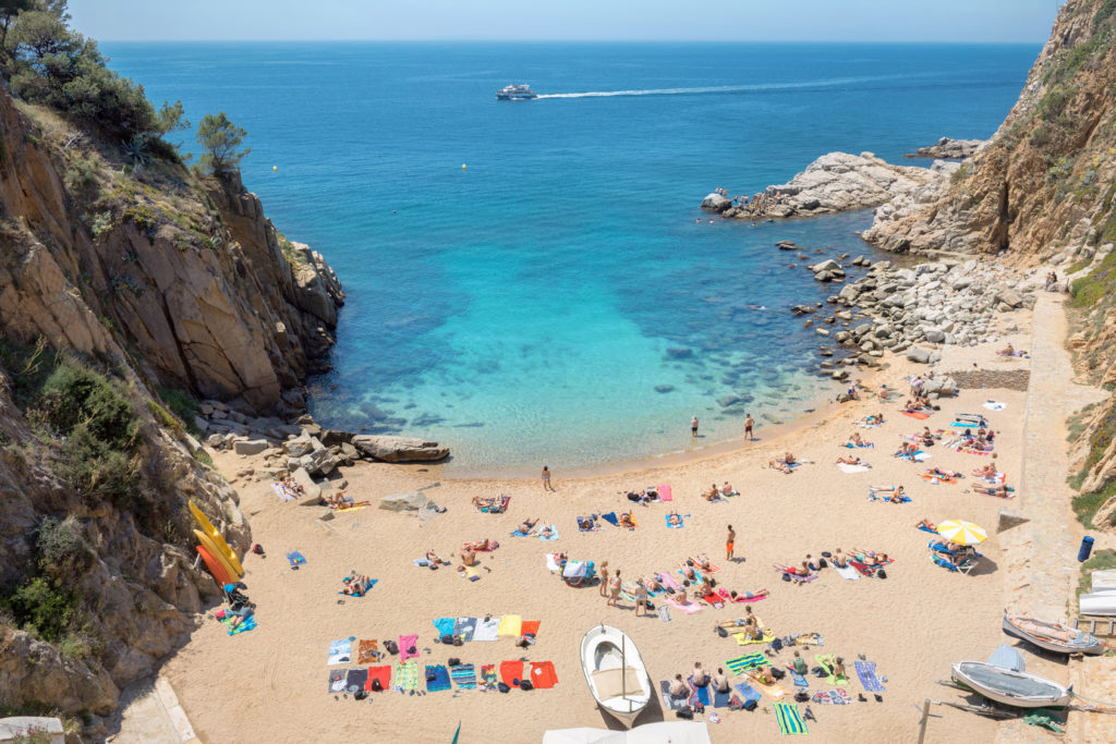 Small beach in Tossa de Mar, Costa Brava, Spain.