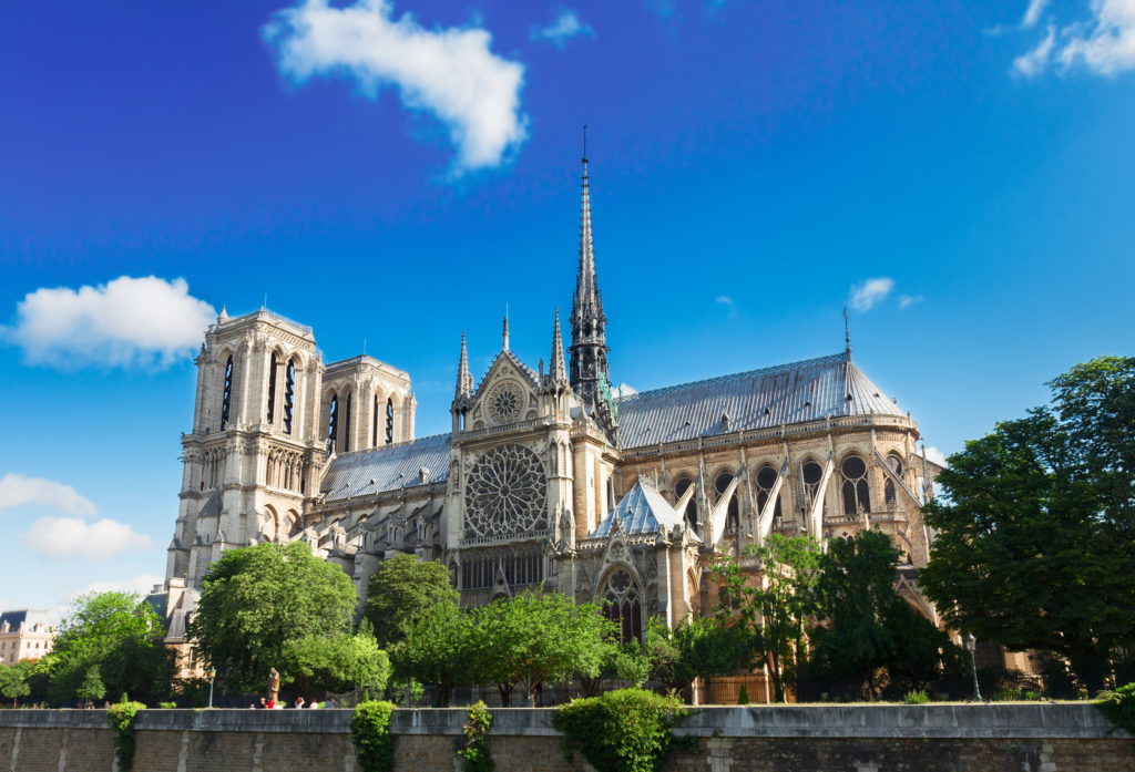 Notre Dame cathedral at summer day, Paris, France