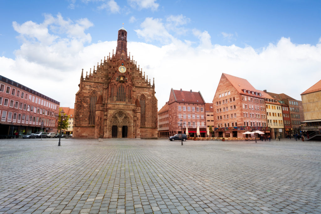 Frauenkirche view on Hauptmarkt square, Nuremberg