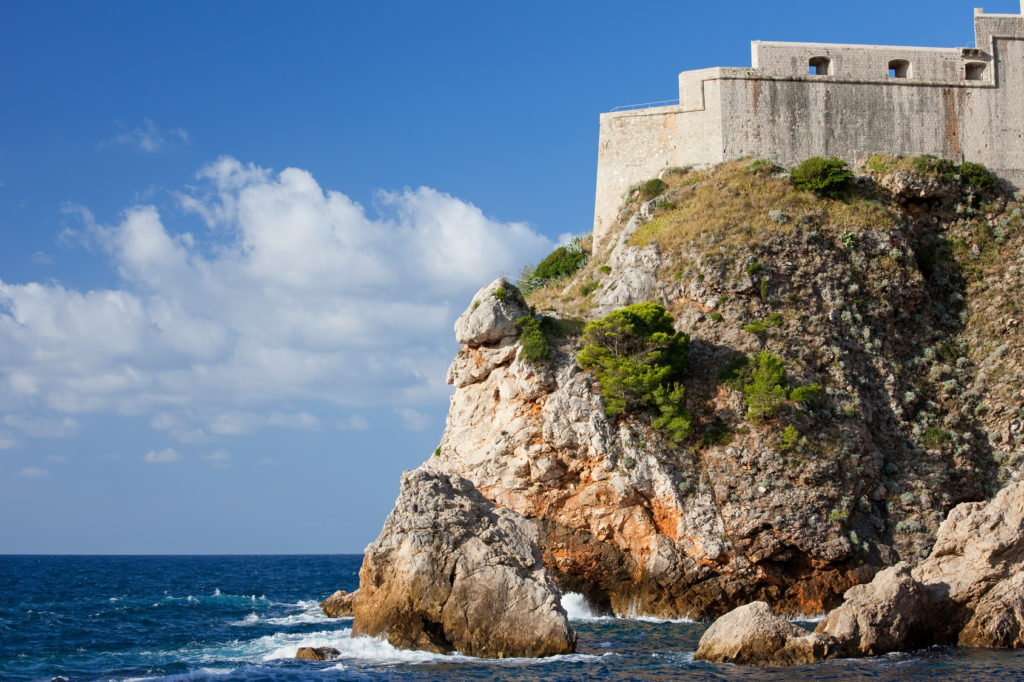 Fort Lovrijenac on high cliff at the Adriatic Sea in Dubrovnik, Dalmatia, Croatia