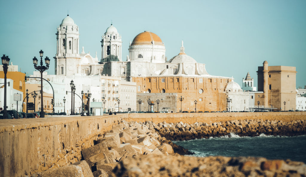 Cathedral and embankment in Cadiz