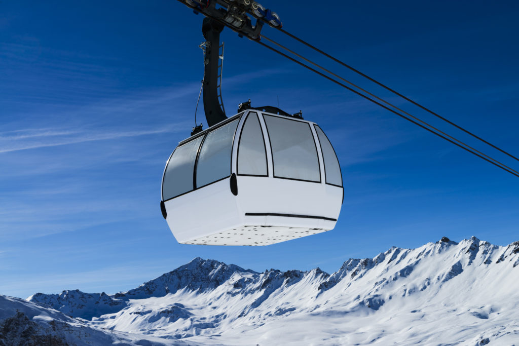 Cablecar to Val d'Isere, Alps in winter, Tarentaise, France