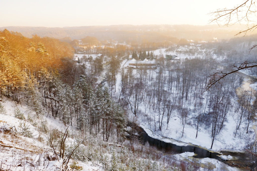 View of Vilnia river from geological Puckoriai exposure in Vilnius, the highest exposure in Lithuania
