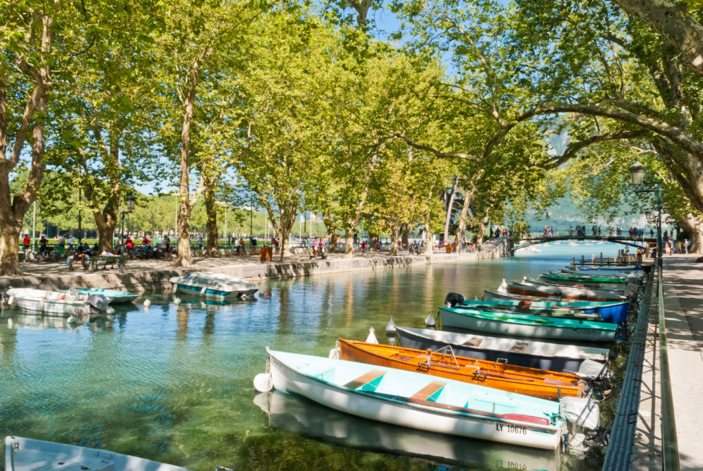 Annecy, boats and channel from Lovers' Bridge