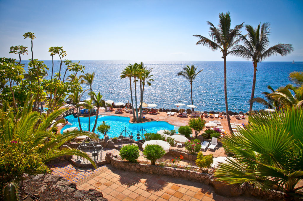 Panoramic view on Las Cuevitas in Costa Adeje cost, Tenerife, Spain.