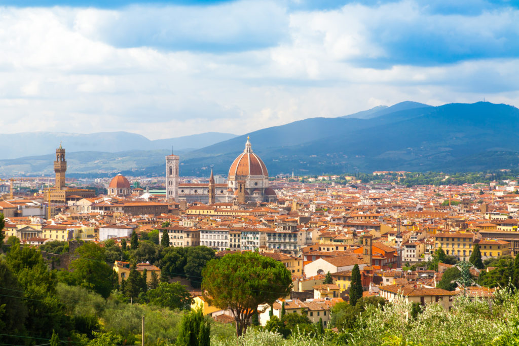 Florence cityscape with Duomo Santa Maria Del Fiore from Piazzale Michelangelo, Italy