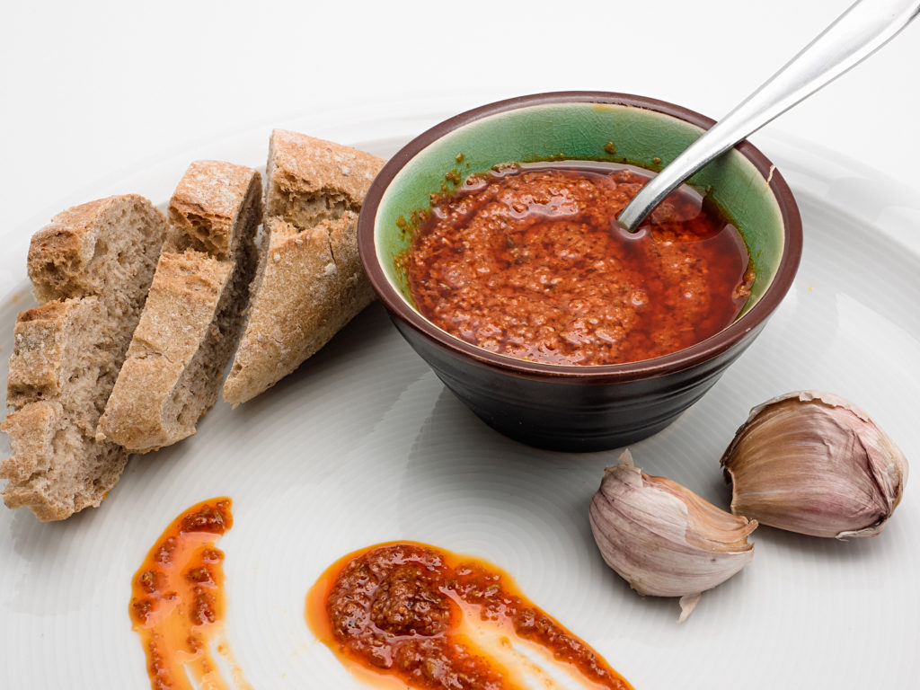 Spanish cuisine. Mojo Picon Sauce from the Canary Islands.