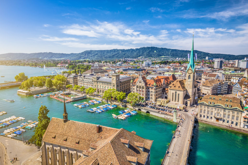 Historic Zrich city center with river Limmat, Switzerland
