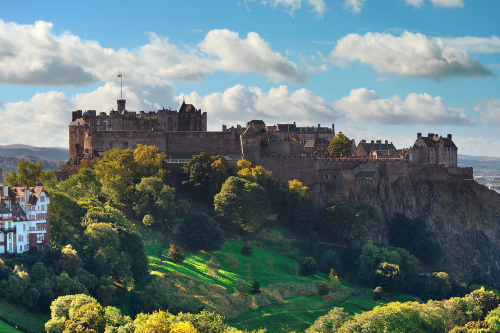 Edinburgh castle as the famous city landmark. United Kingdom.