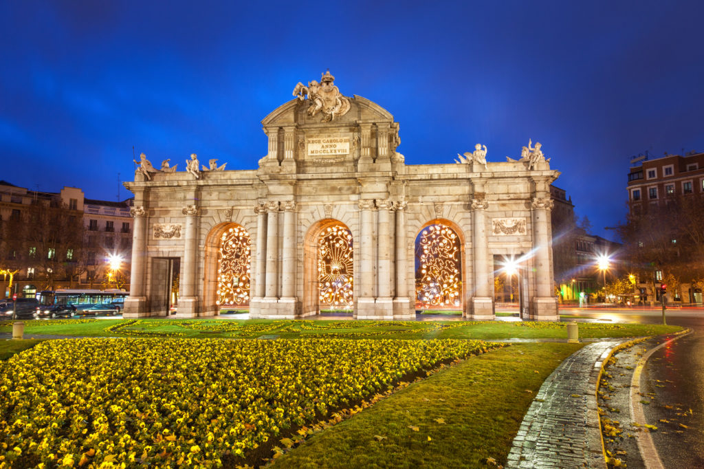 Puerta de Alcala at Christmas. Madrid, Spain